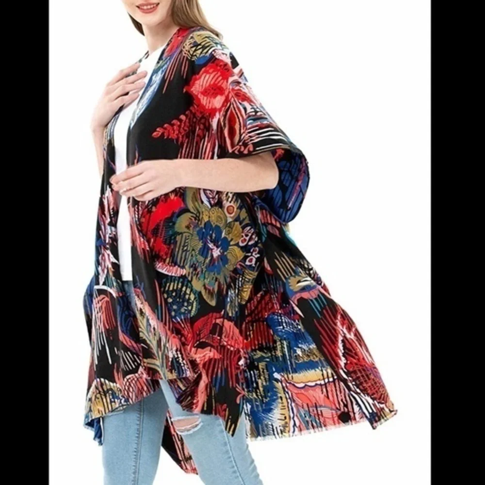 Black Floral Shawl with Armholes BRAND NEW